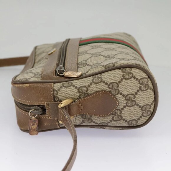 GUCCI GG Supreme Web Sherry Line Shoulder Bag PVC Beige - Picture 3 of 16
